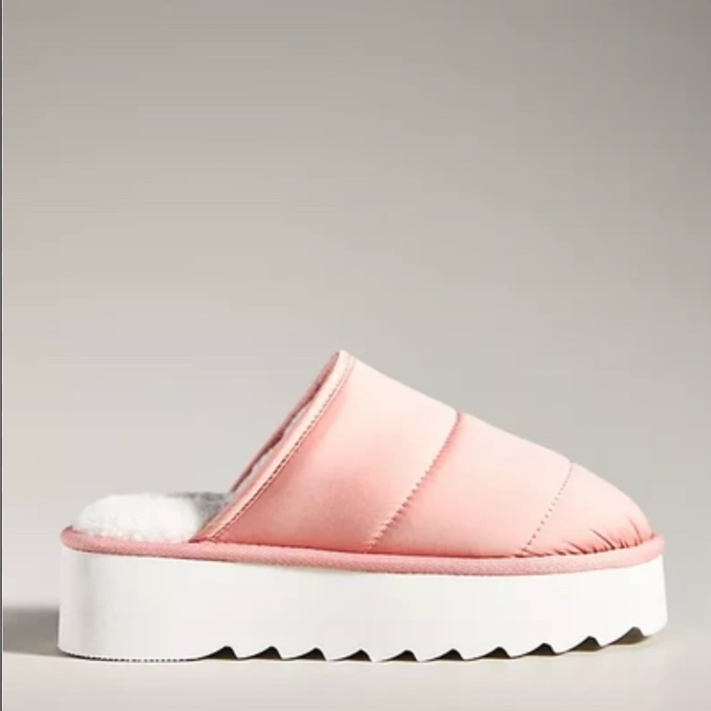 Anthropologie Maeve Pink Quilted Platform Women's Slippers